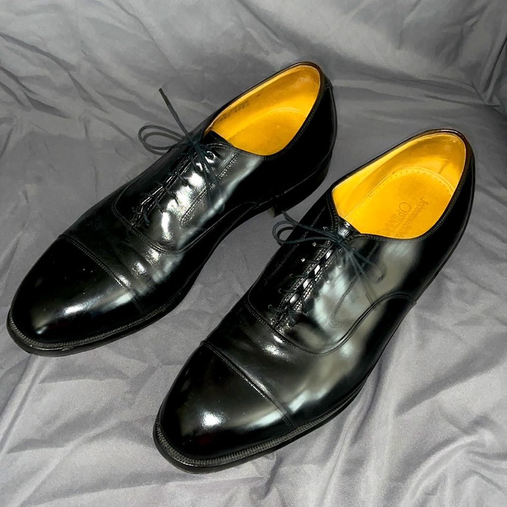 Pre-owned Johnston & Murphy Melton OPTIMA 22-2981 Black CAP TOE Oxfords Size 12D